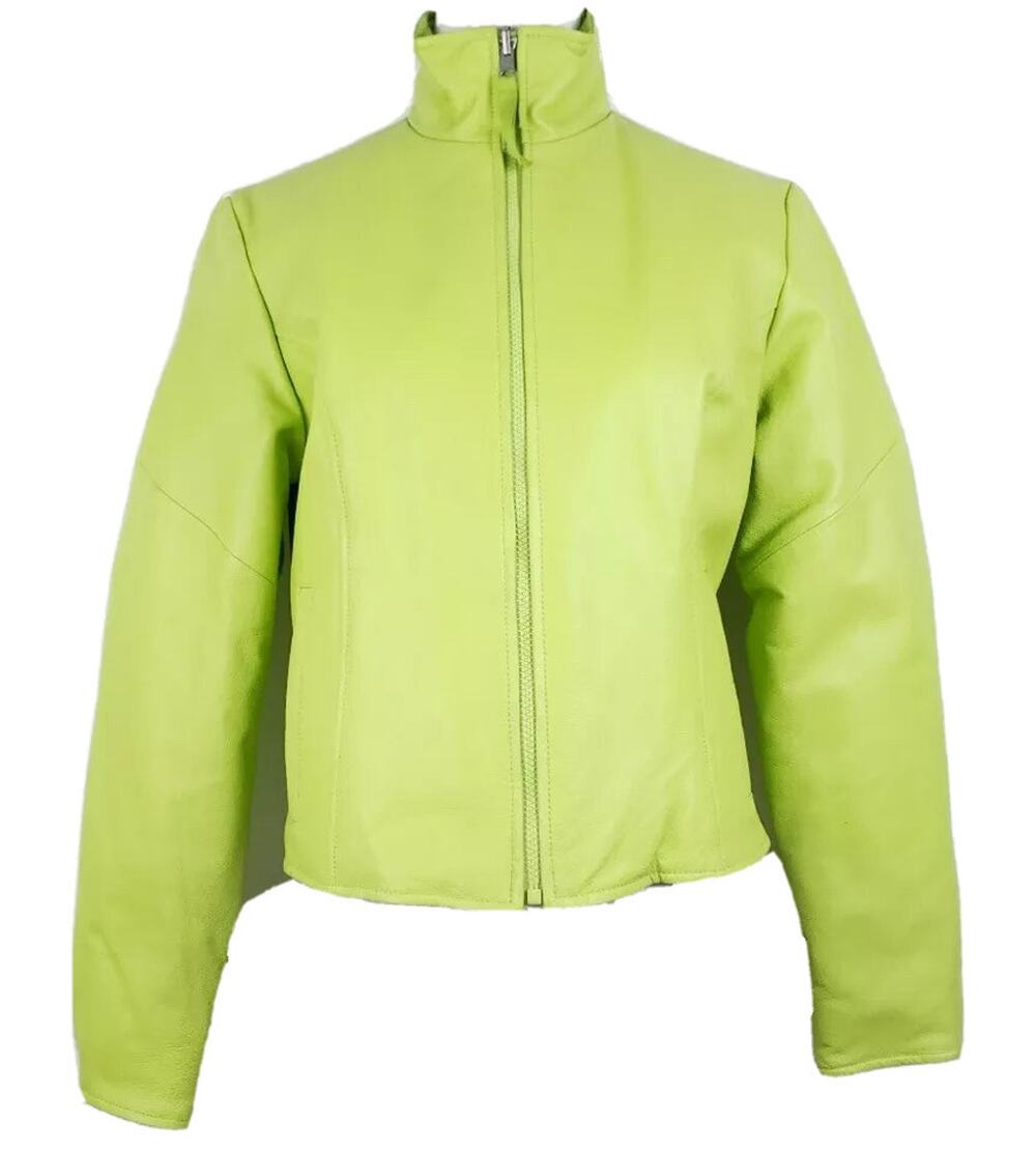 Wilsons Leather Jacket Womens Small Green Full Zip Reversible Coat Ladies S